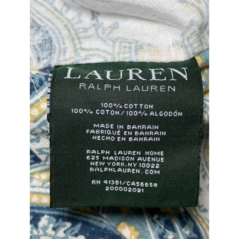 Ralph Lauren Blue Medallion Paisley King Set Cotton Pillowcase‎ Shams